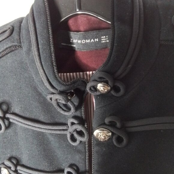 ZARA WOMAN BLACK MILITARY MOLESKIN TOGGLE JACKET SIZE S - Picture 2 of 5
